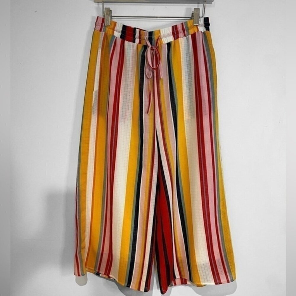 Cloth Brand Striped Cropped Wide Leg Pants Medium